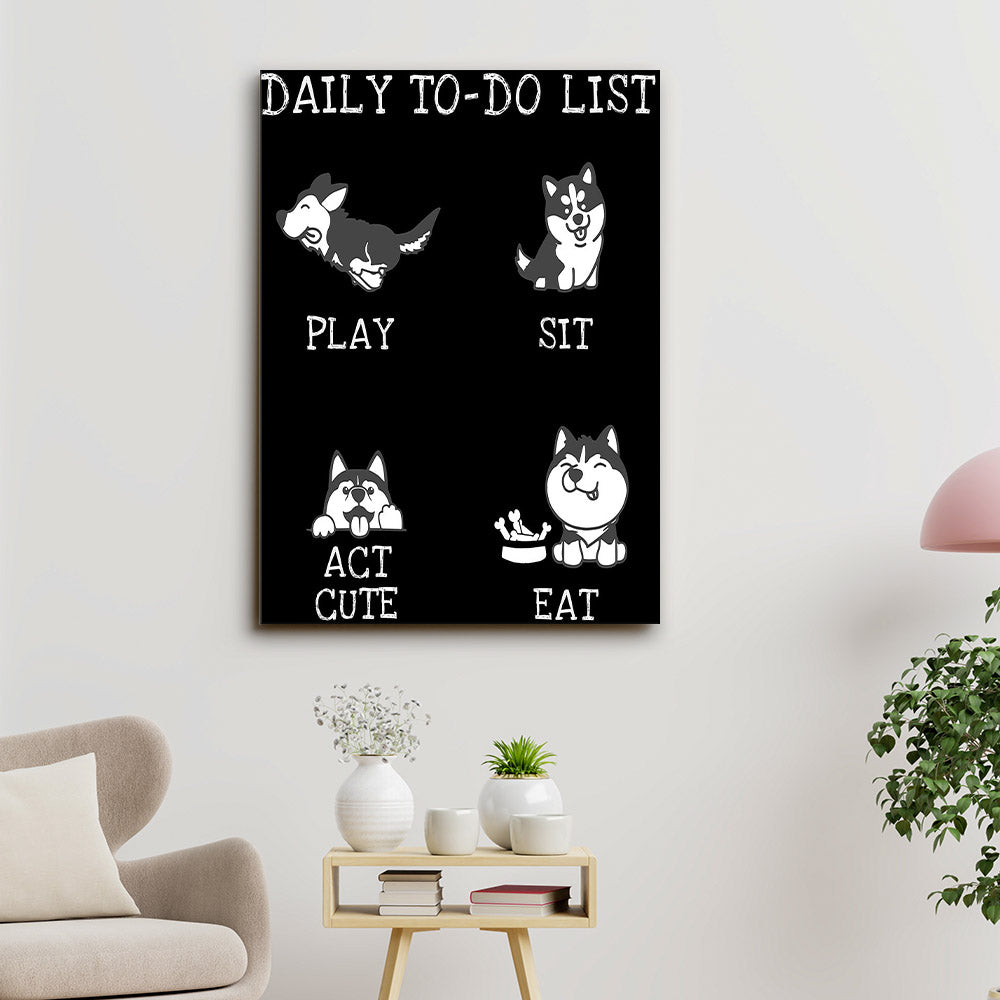 Puppy Dog – To Do List – Dog Pictures – Dog Canvas Poster – Dog Wall Art – Gifts For Dog Lovers – Furlidays