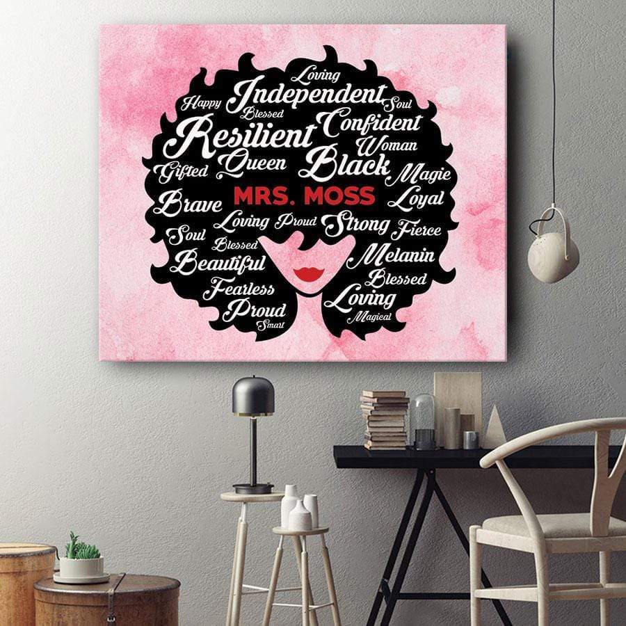 African American Custom Name u001dblack Queen u001dpink Canvas Prints  Poster Print, Wall Art Canvas, Poster Canvas Wall Decor