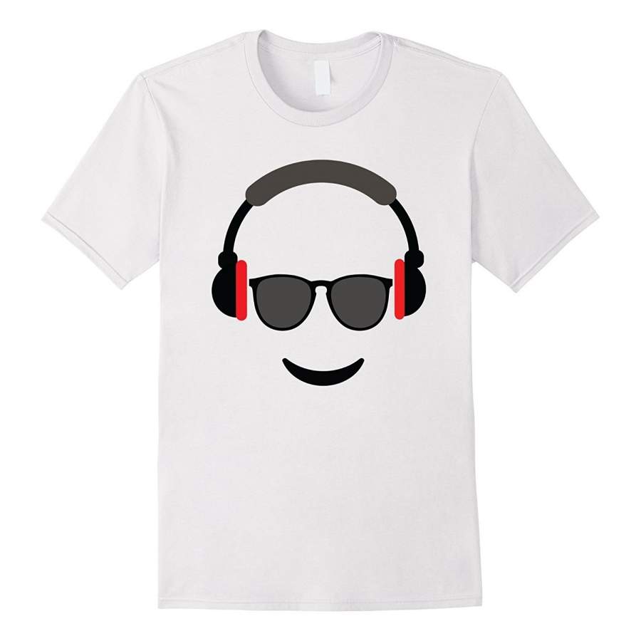 T-Shirt Edm Emoticon Face Halloween Festival Headphone Music Mens T Shirt