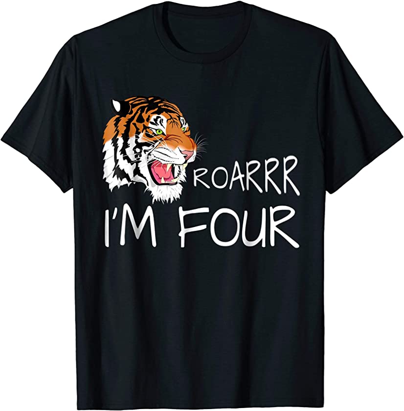 Tiger Roar Im Four – Boys 4th Birthday T-Shirt