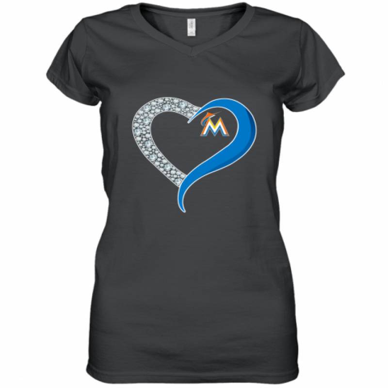 Diamond Miami Marlins Heart shirt Women's V-Neck T-Shirt