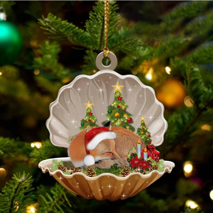 Fox3-Sleeping Pearl In Christmas Two Sided Ornament