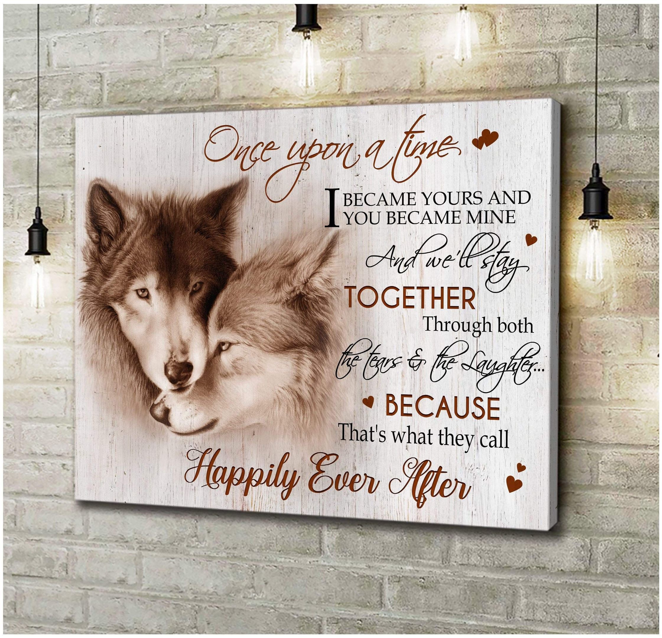 Canvas – Wolf – Happily Ever After Gift For Family, Wall Art Decor, Canvas Print, Home Decor