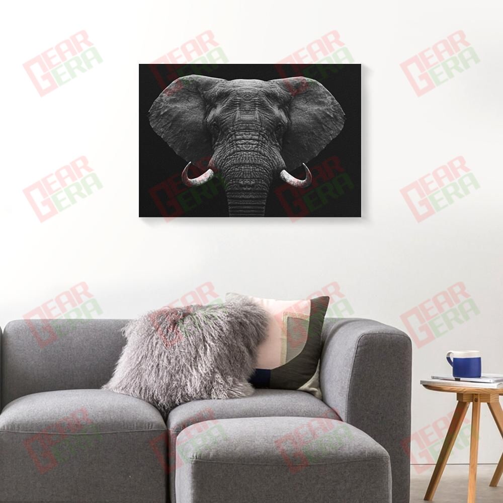 Canvas Painting Elephant Face Picture Black And White Gallery Wrapped Canvas Artistic Canvas Home Decoration