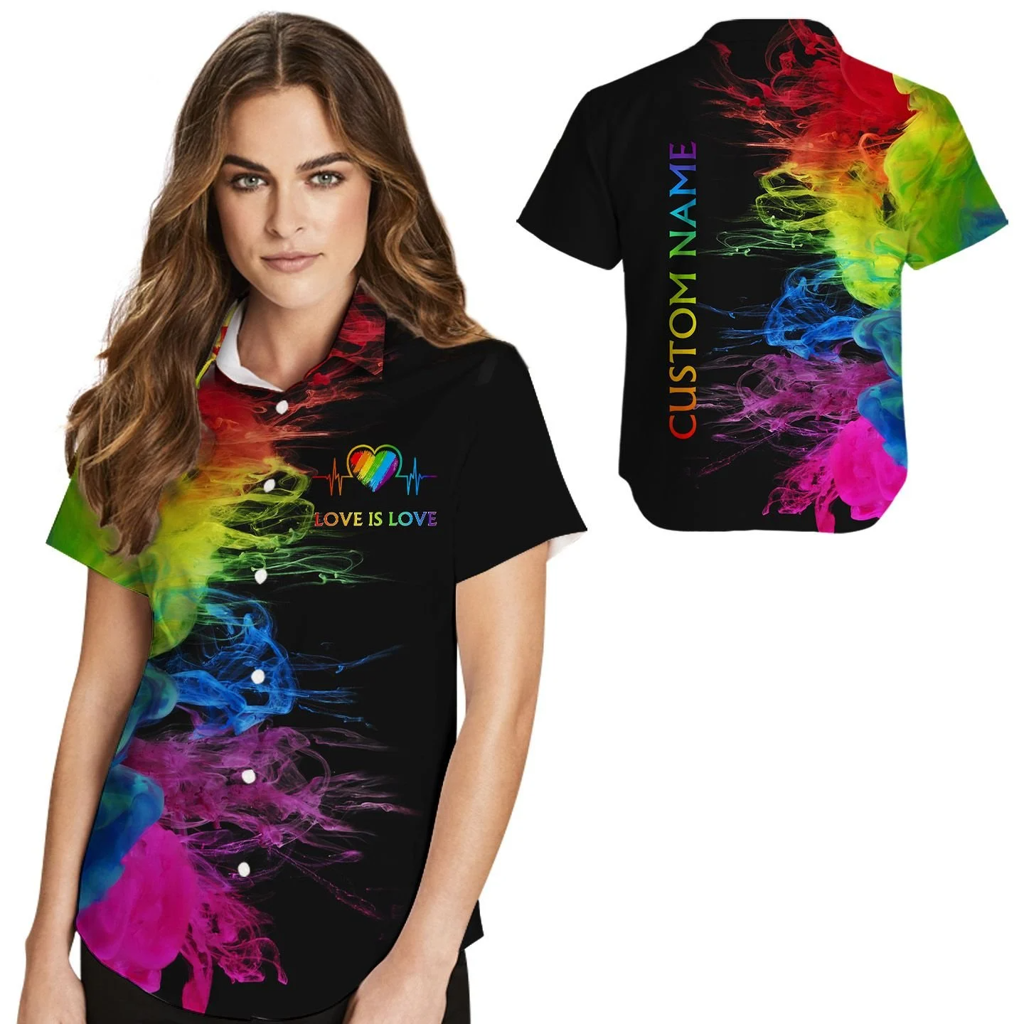 Custom Name Women Hawaii Shirt For Love Is Rainbow Pride Month Lgbt Ha13978