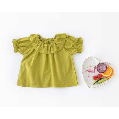 Baby Girl 18 Summer Clothes Short Sleeve Blouse Lotus Leaf Collar Blouse Korean Style Cute Shirt