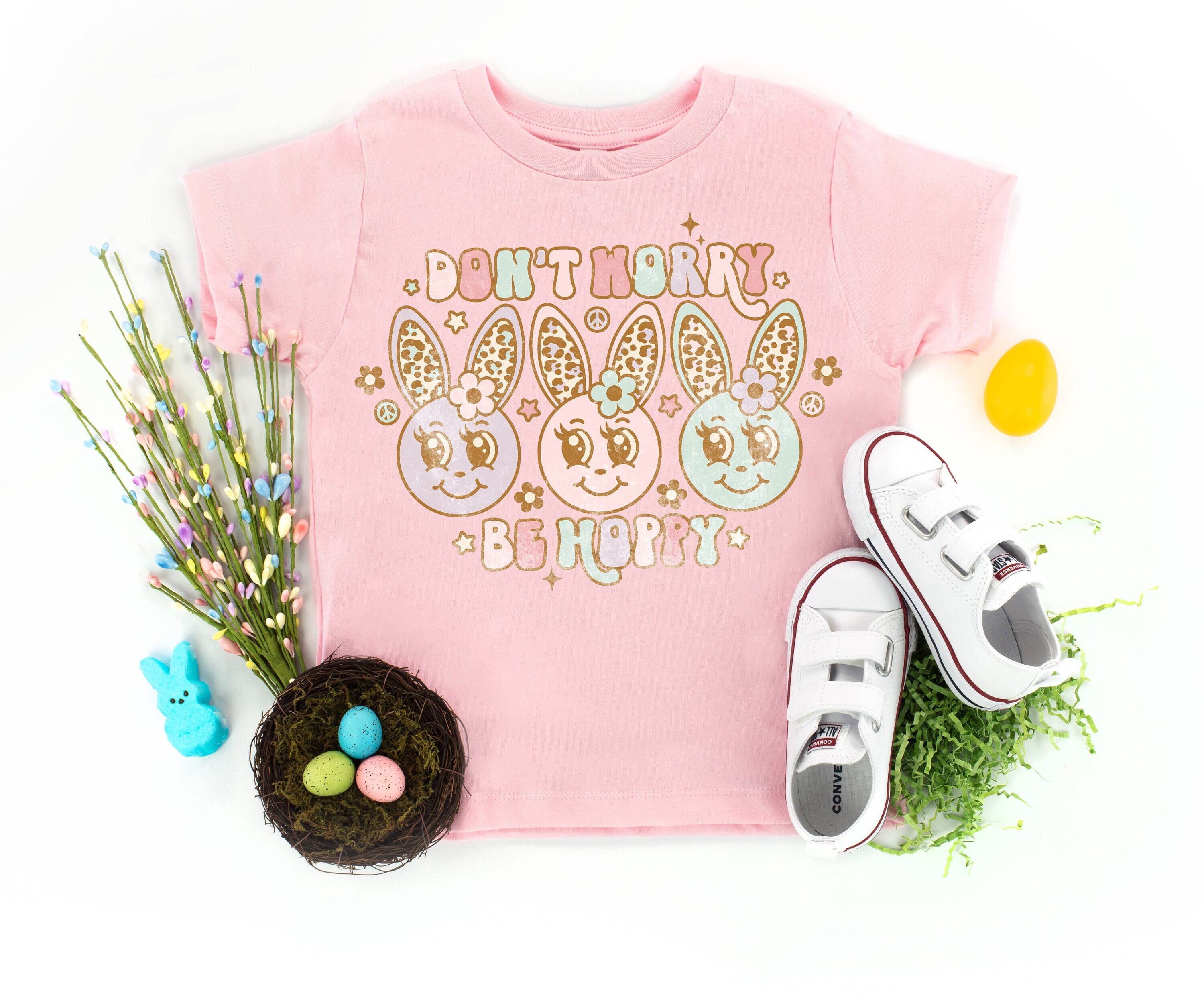 Kids Don’t Worry Be Hoppy Shirt – Easter Shirt for Kids – Funny Easter Bunny Shirt – Easter Basket Gift For Kids – Happy Easter Shirt