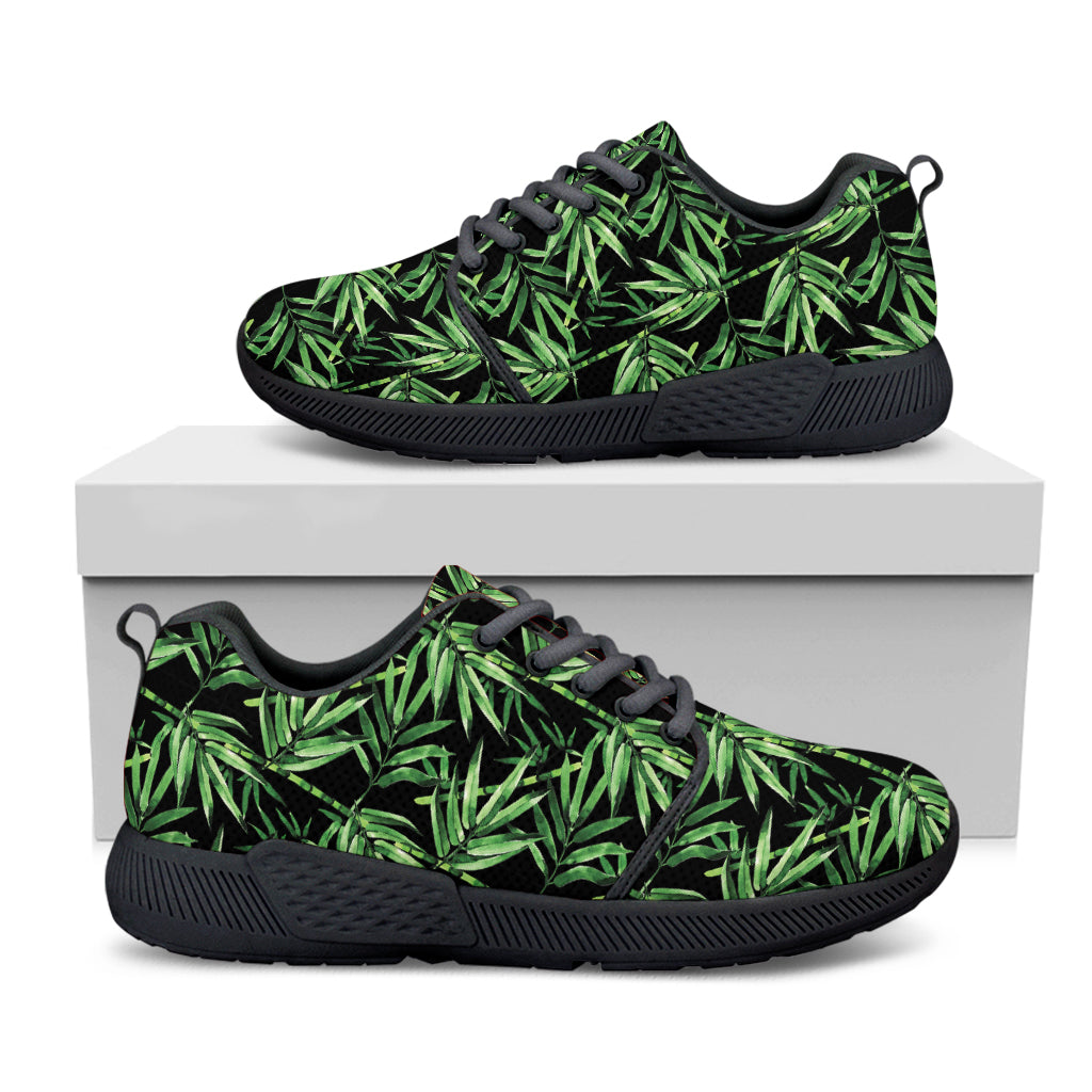 Watercolor Bamboo Pattern Print Black Athletic Shoes