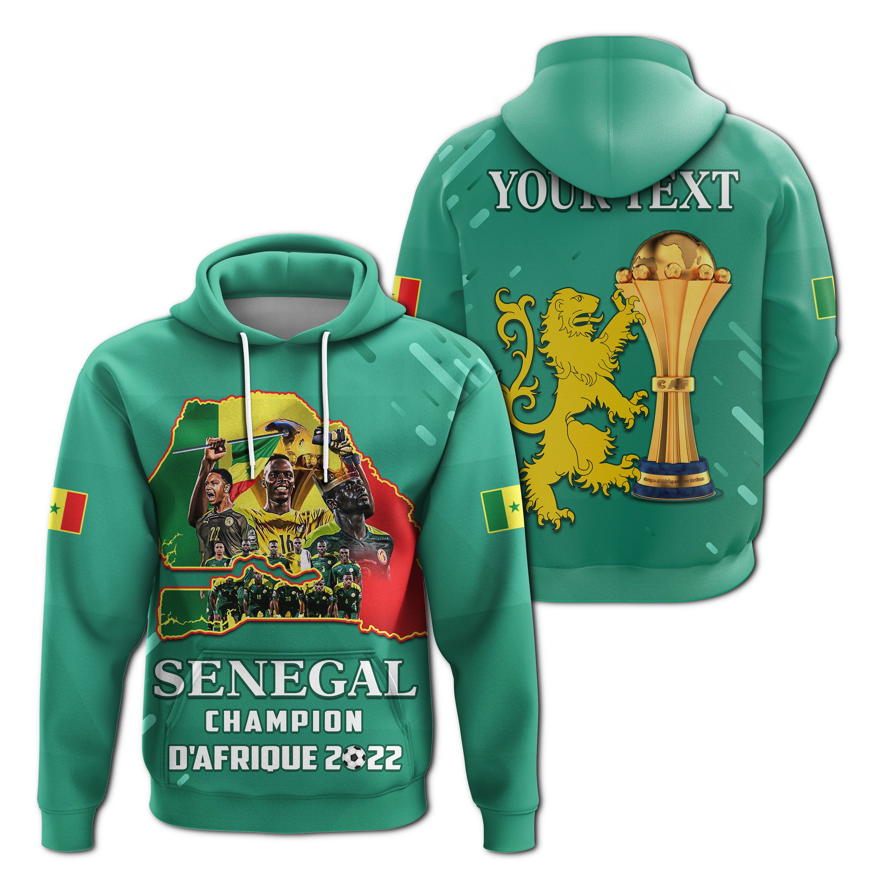 (Custom Personalised) Senegal Football Hoodie The Champions 2022 Style Map And Lion Lt13