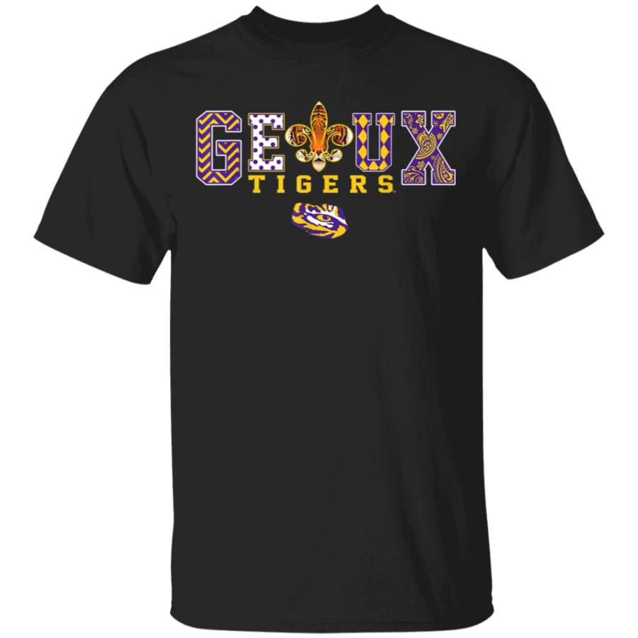 LSU Tigers Team Slogan Pattern Purple and gold Baton Rouge T-Shirt