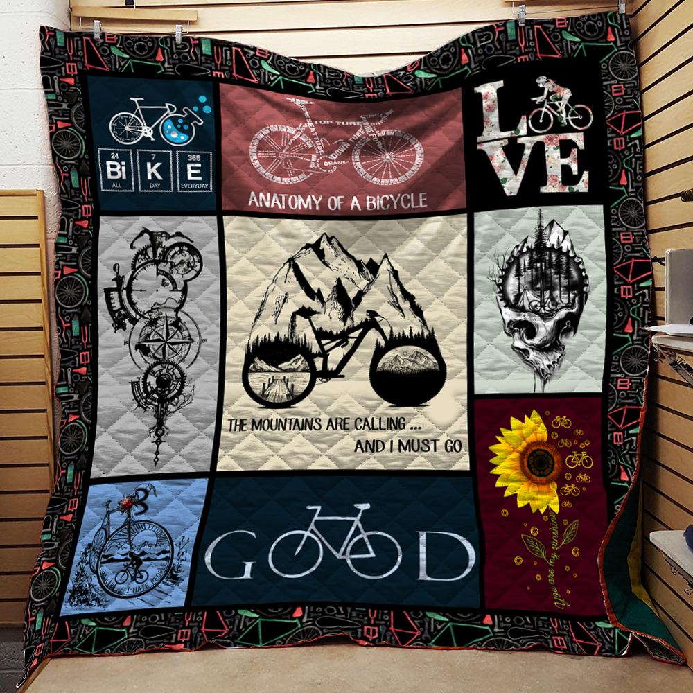 Cycling Mountain Quilt Blanket