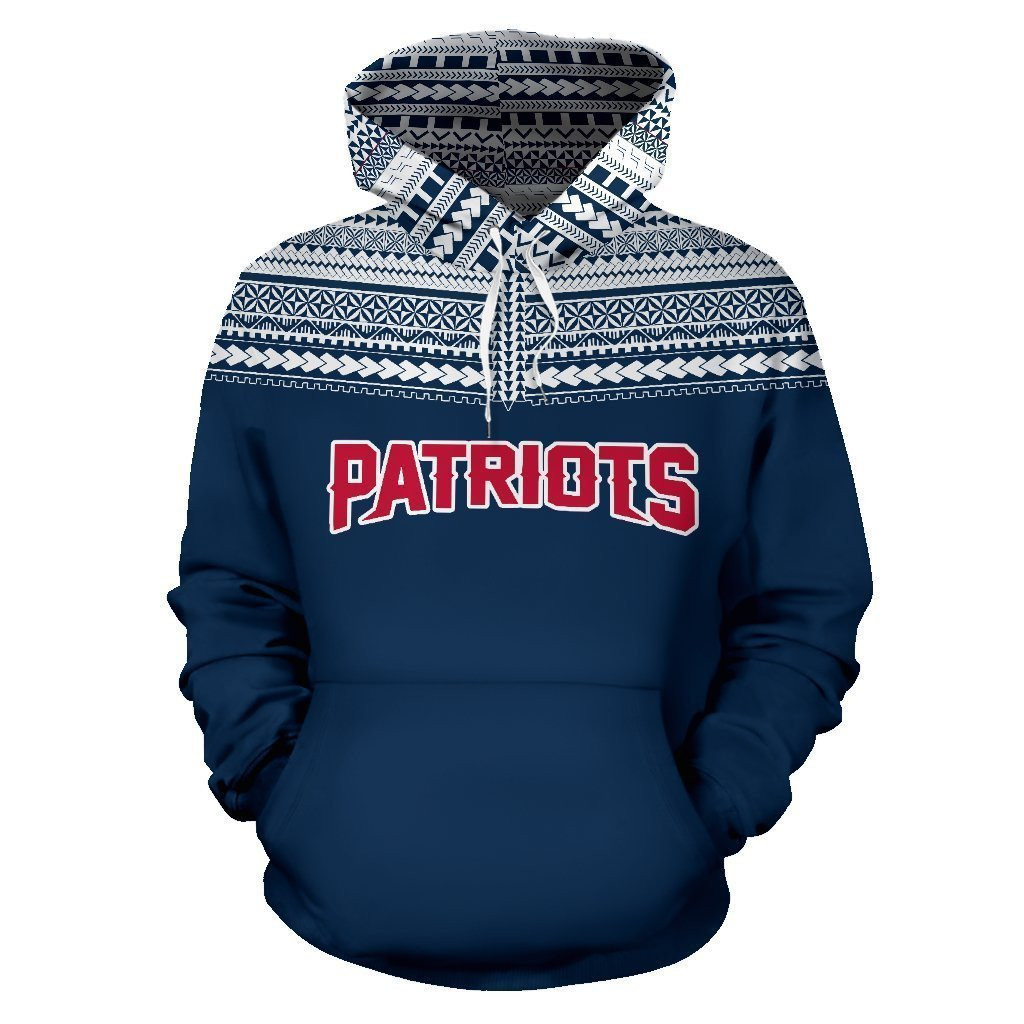 New England Patriots Blue All Over Print Pullover Hoodies