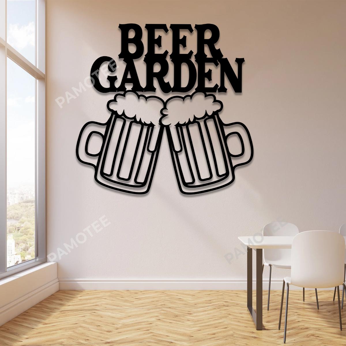 Beer Garden Beer Mugs Metal Wall Hanging, Home Decor, Size Choice