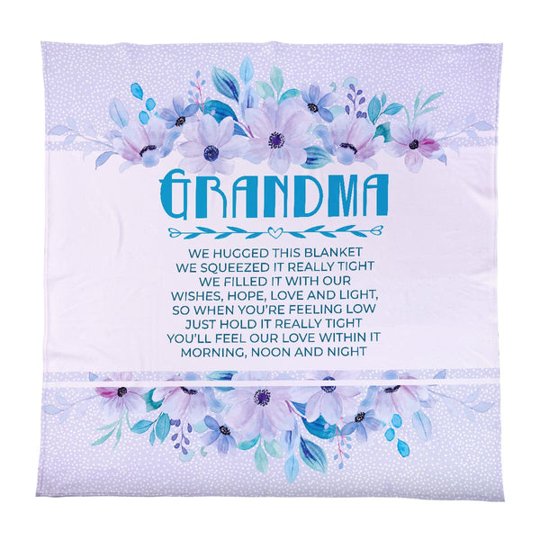 Personalised Text Purple Floral Blanket, sentiment Quote to Grandma, Fleece Blanket, Gift for Grandma