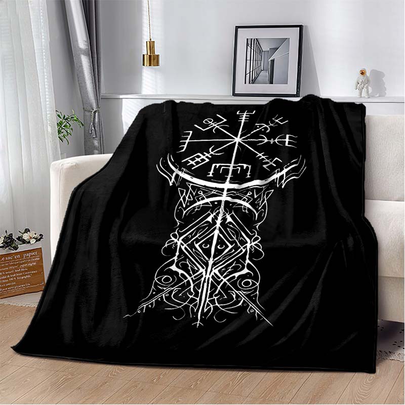 The Vikings Ancient Scandinavian Norse Runes Axes 3D Soft Throw Blanket Flannel Blanket Office Outdoor Travel adult Blanket alx