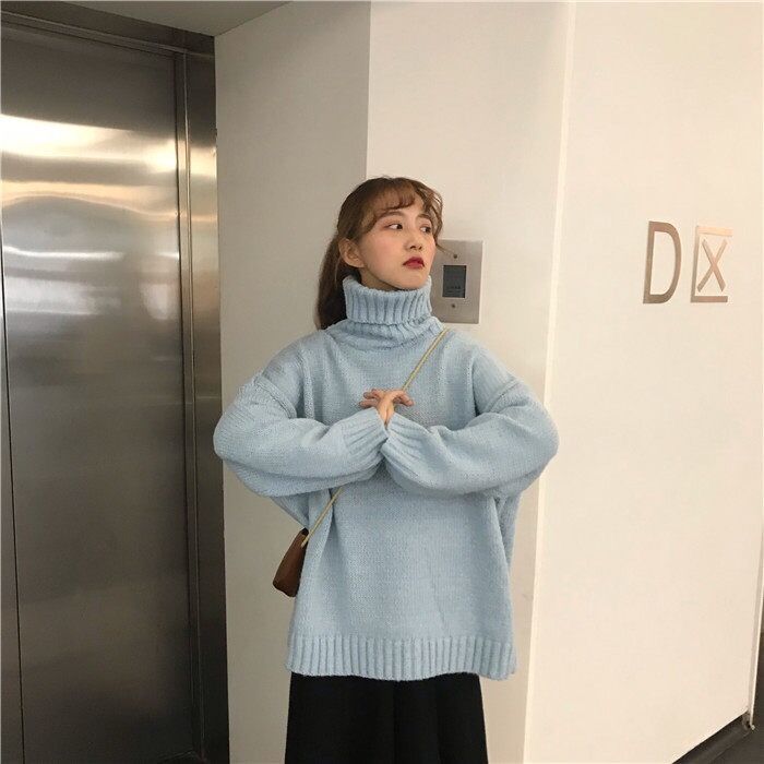 Turtleneck Sweater Women Gentle All-match Long Sleeve Sweaters Thicker Warm Temperament Soft Loose-fit Pullover Feminine Ulzzang alx