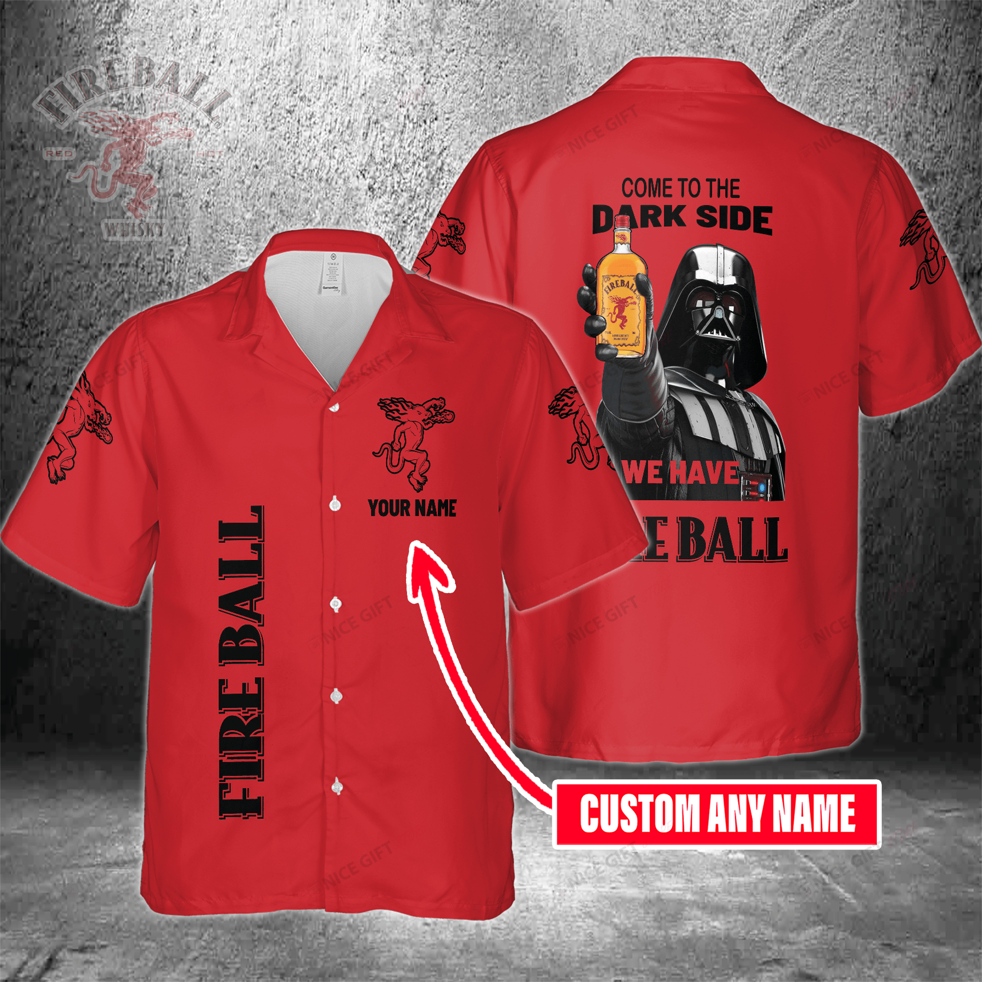 Come To The Dark Side We Have Fireball Cinnamon Whisky Custom Name Hawaiian Shirt 3Hs-C2Y9