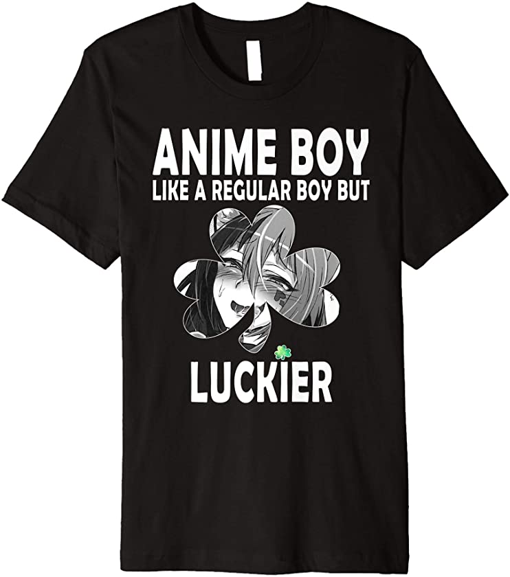 St Patrick’s Day Anime Boy Shamrock Aesthetic Funny Manga Premium T-Shirt