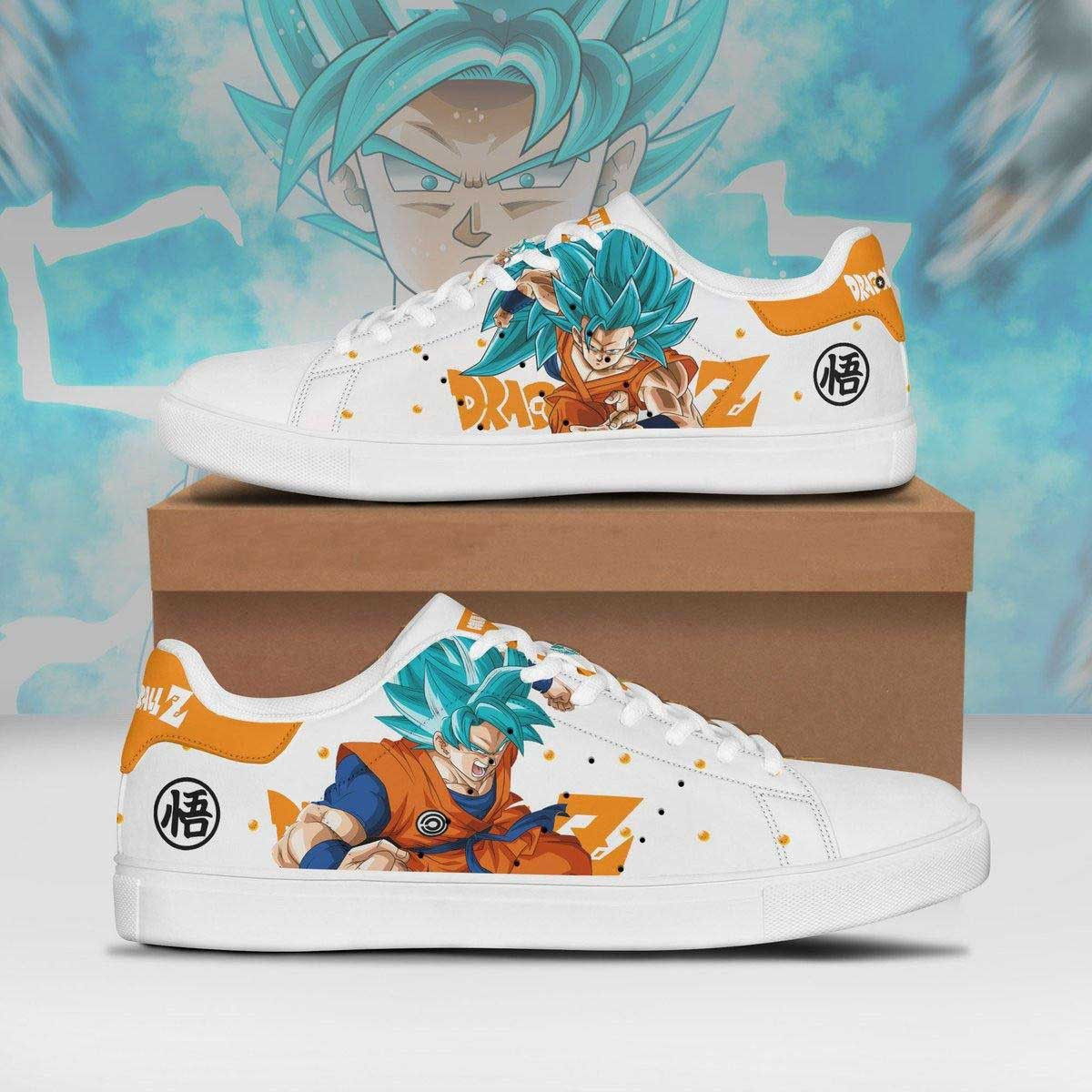 Dragon Ball Goku Super Saiyan Blue Anime Christmas Gift For Fan Low Top Leather Skate Shoes Sneakers For Man And Women