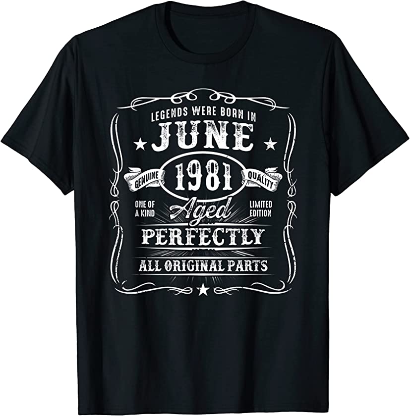 Vintage Made In June 1981 Birthday Limited 40 Years Old T-Shirt