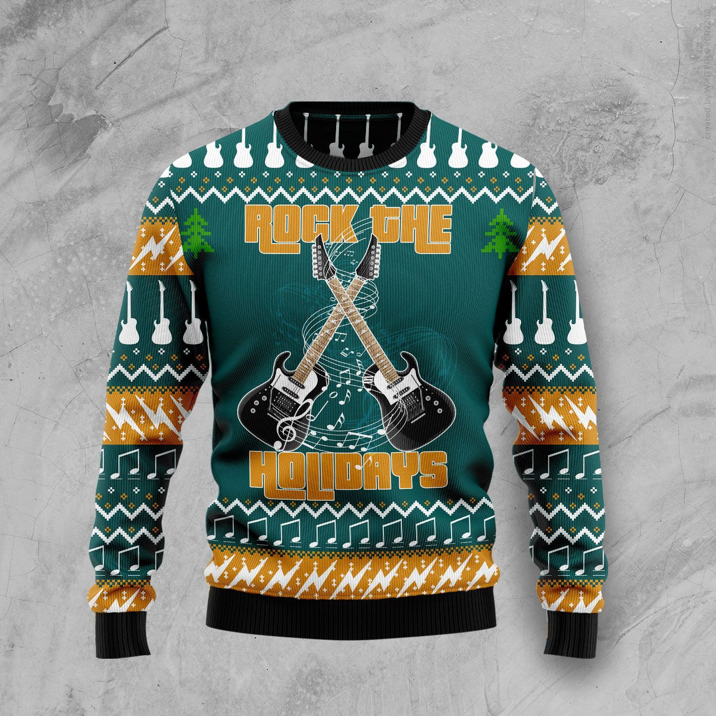 Guitar Rock The Holiday Christmas Wool Sweater