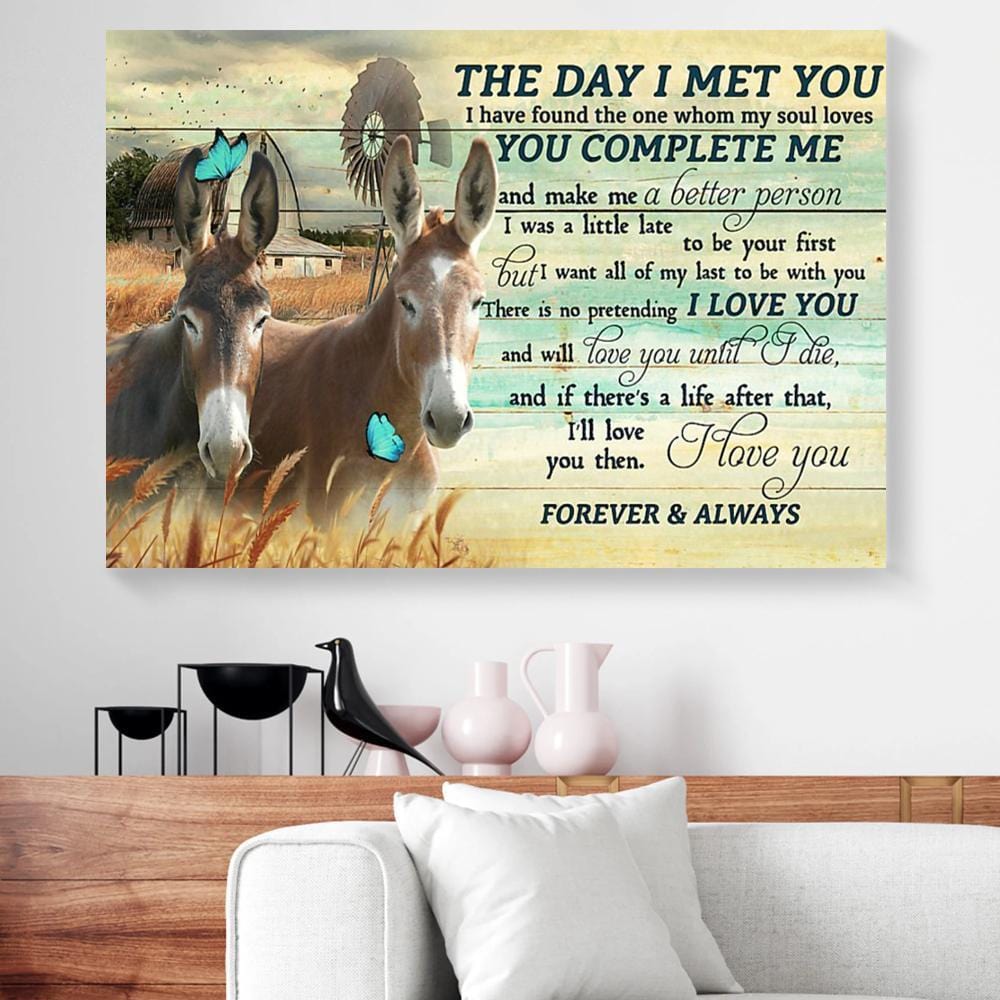 Canvas Artwork The Day I Met You I Have Found My Soul Loves Donkey Horizontal Canvas Wall Art Elegant Living Room Bedroom Bathroom Home Decoration