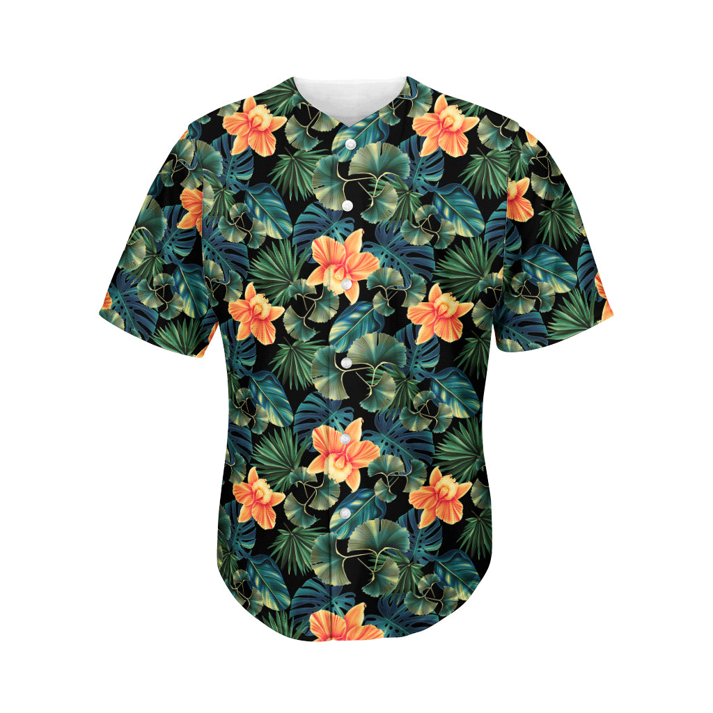 Tropical Leaf And Hawaii Flower Print Baseball Jersey Ha21662