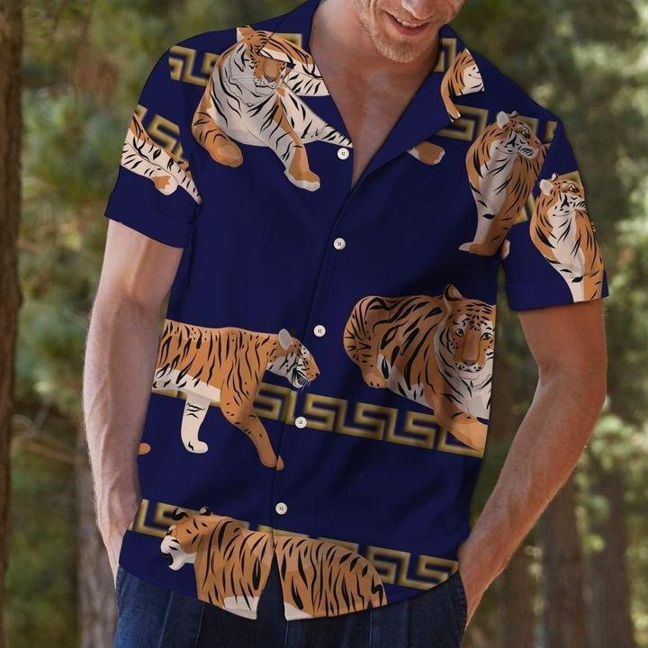 Beach Shirt Felacia [Hawaii Shirt] Amazing Tiger -Zx16532