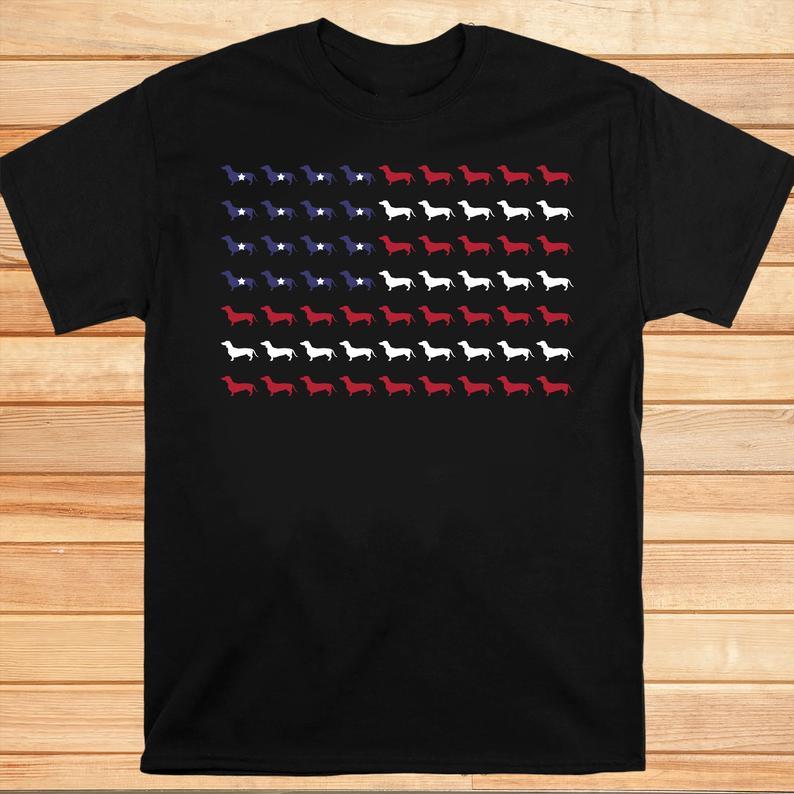 American Flag Silhouette Dachshund 4th Of July Standard/Premium T-Shirt Hoodie