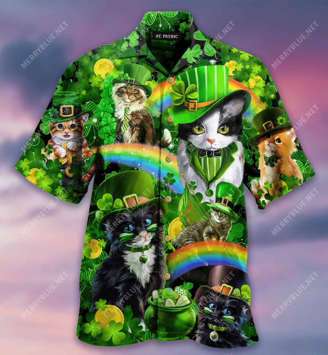 Saint Day Cats Shamrocks Hawaii Shirt Ha97381