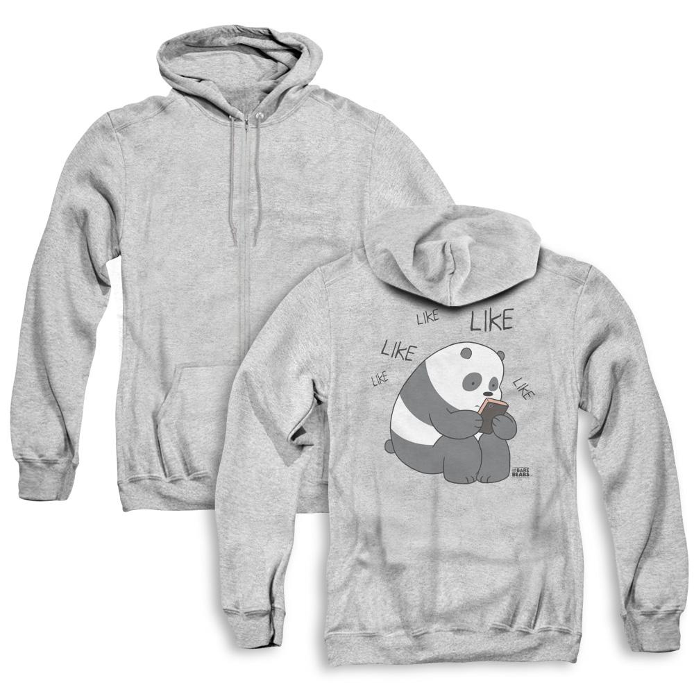 We Bare Bears Like Like Like Back Print Zipper Mens Hoodie Athletic Heather