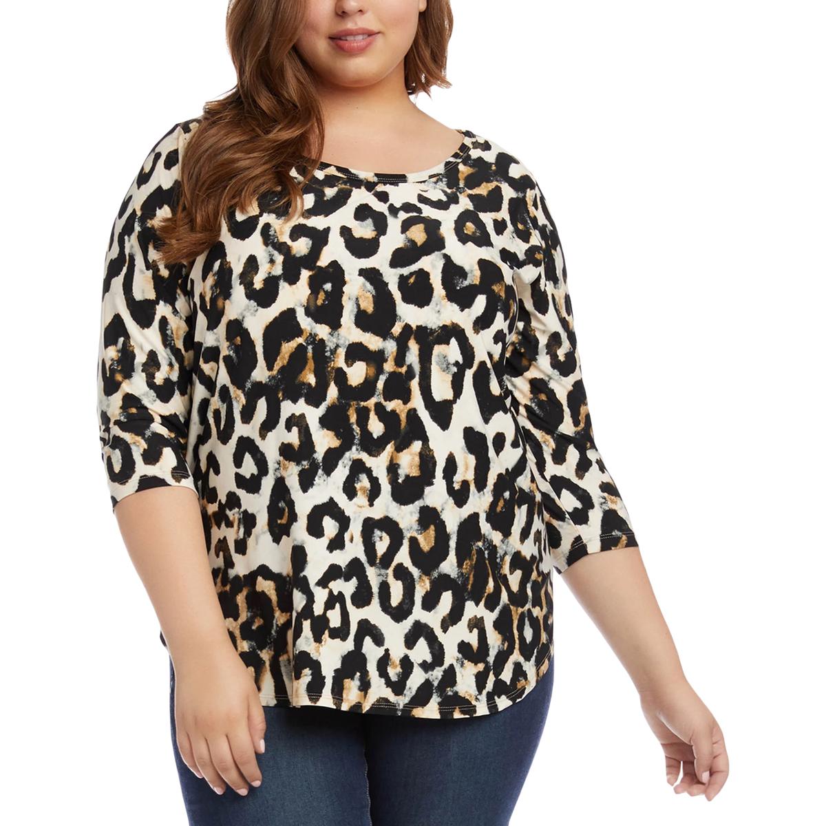 Plus Womens Animal Print Stretch T-Shirt