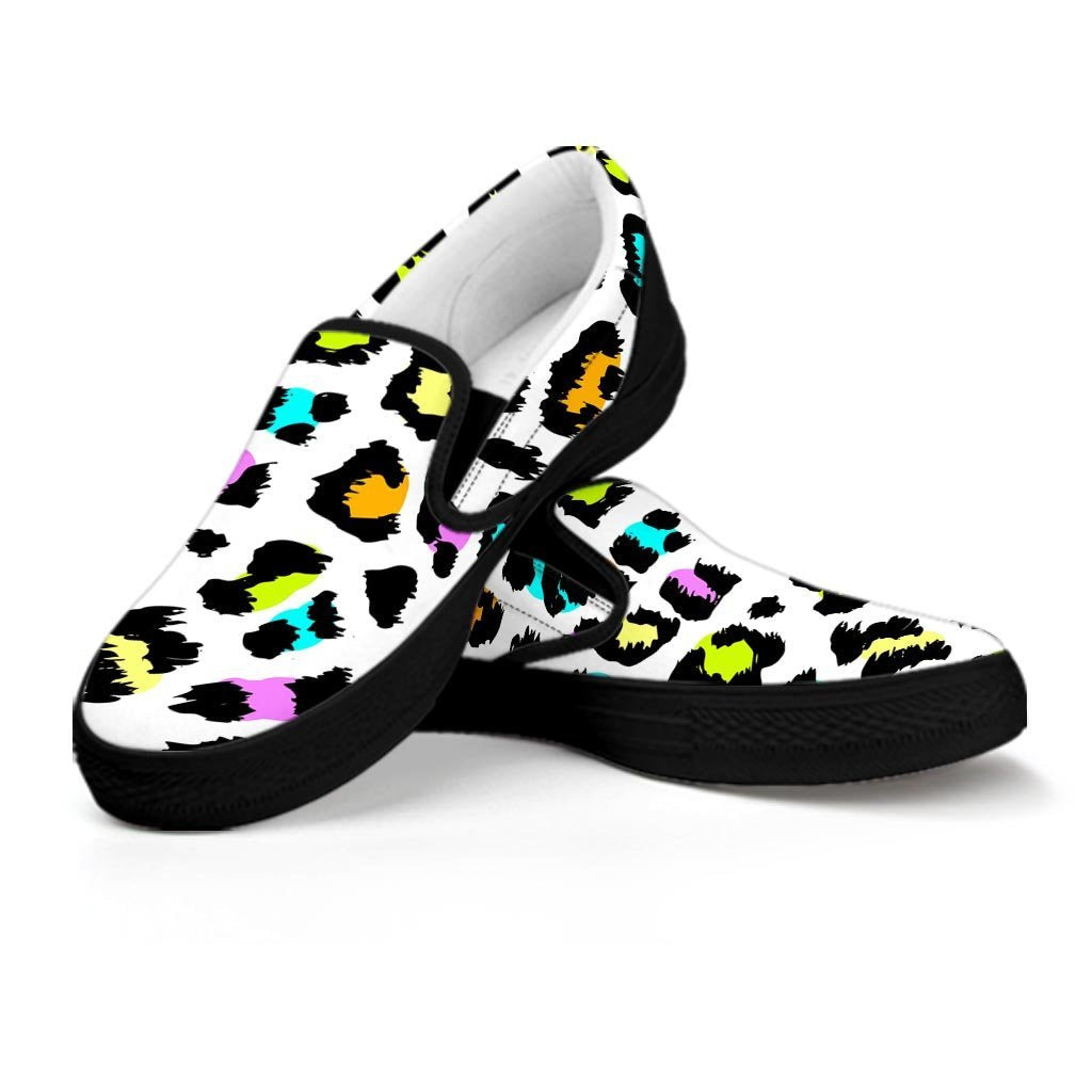 White Leopard Men’S Slip On Sneakers