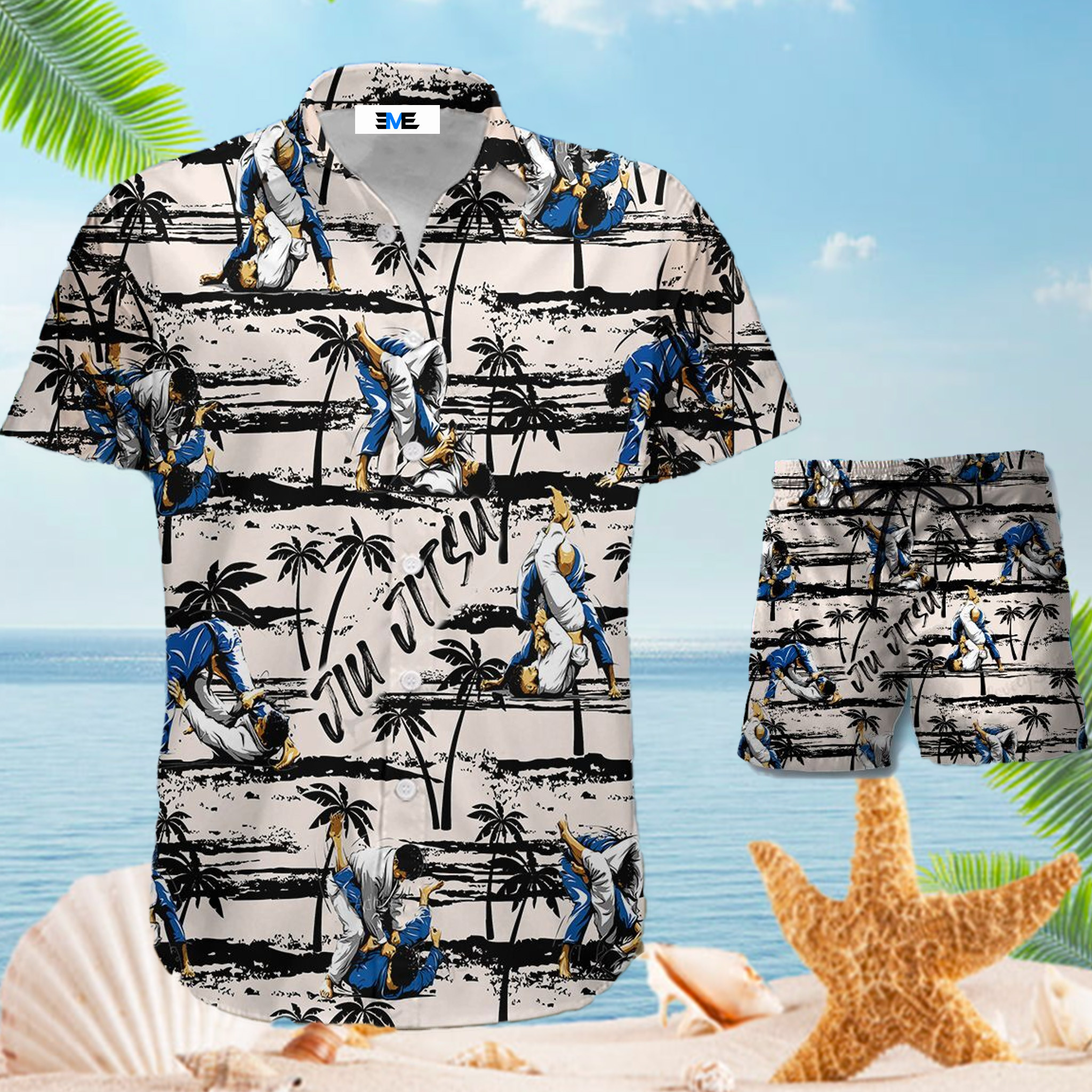 Jiu Jitsu Sketch Hawaiian Aloha Shirts – Beach Short