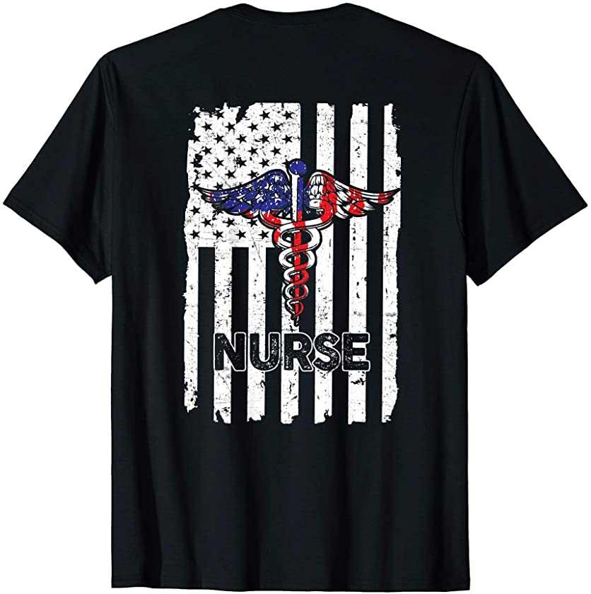 Vintage Nurse Nursing American Flag USA Patriotic Nurse T-Shirt