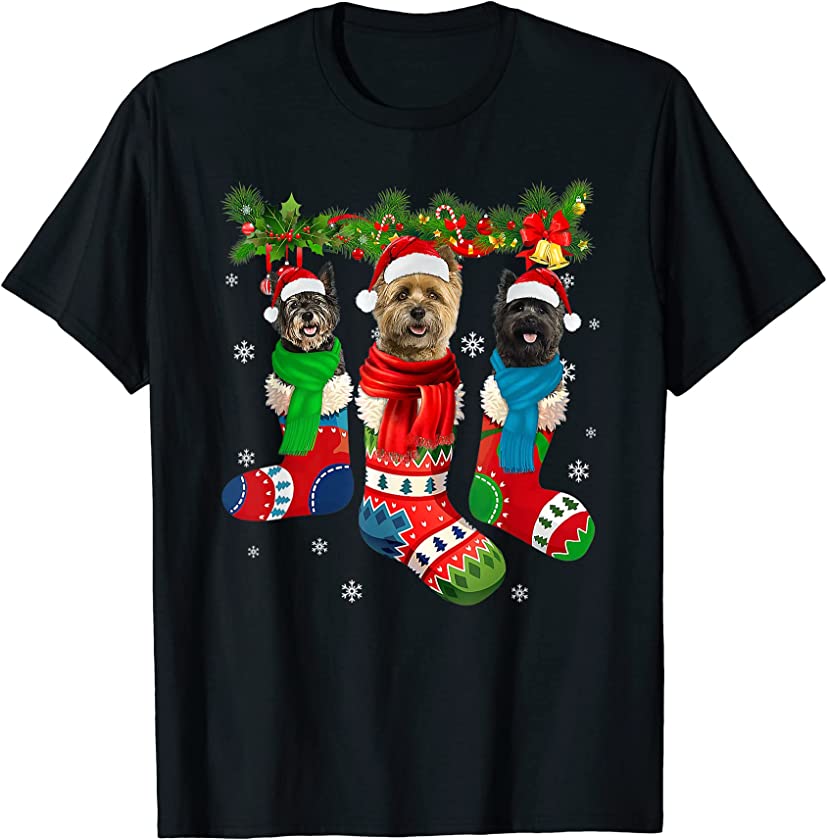 Cairn Terriers Dog Christmas Socks Santa Xmas Puppy Lovers T-Shirt