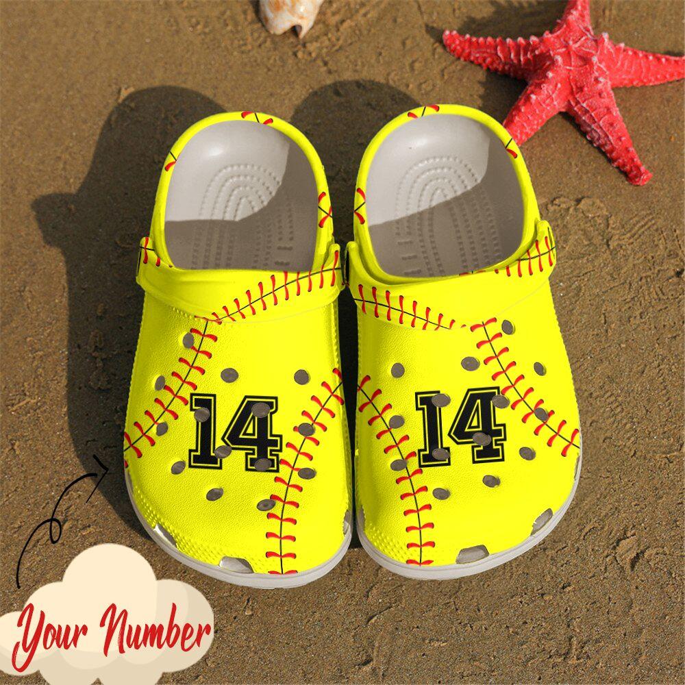 Softball Personalized Clog, Custom Name, Text, Color, Number Fashion Style For Women, Men, Kid, Print 3D Softball Stitches