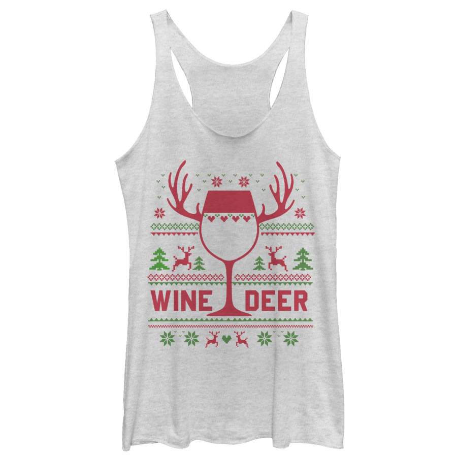 CHIN UP Women’s Christmas Wine Deer Racerback Tank Top