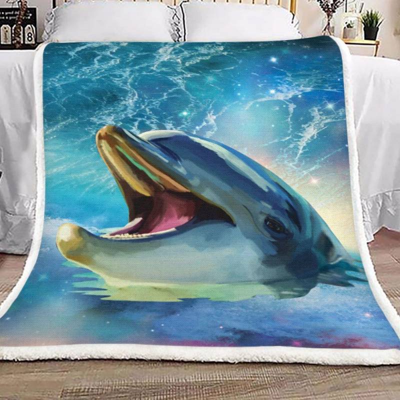 Dolphin Galaxy Ocean Sherpa KC1501136S Sherpa Fleece Blanket