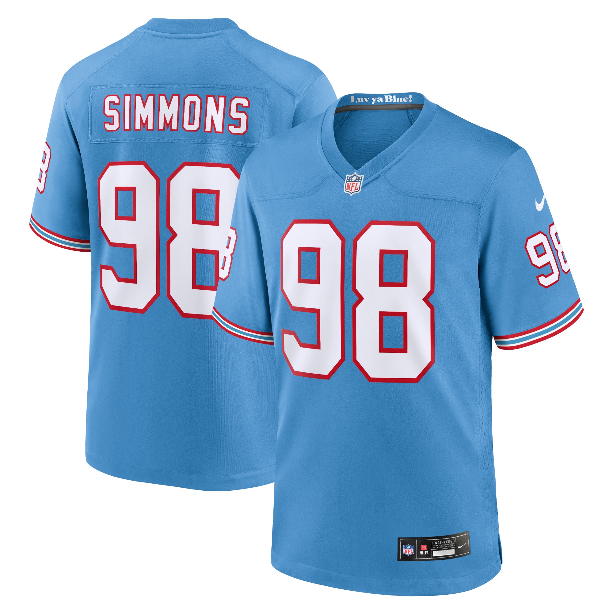 Youth Tennessee Titans Jeffery Simmons Light Blue Game Jersey