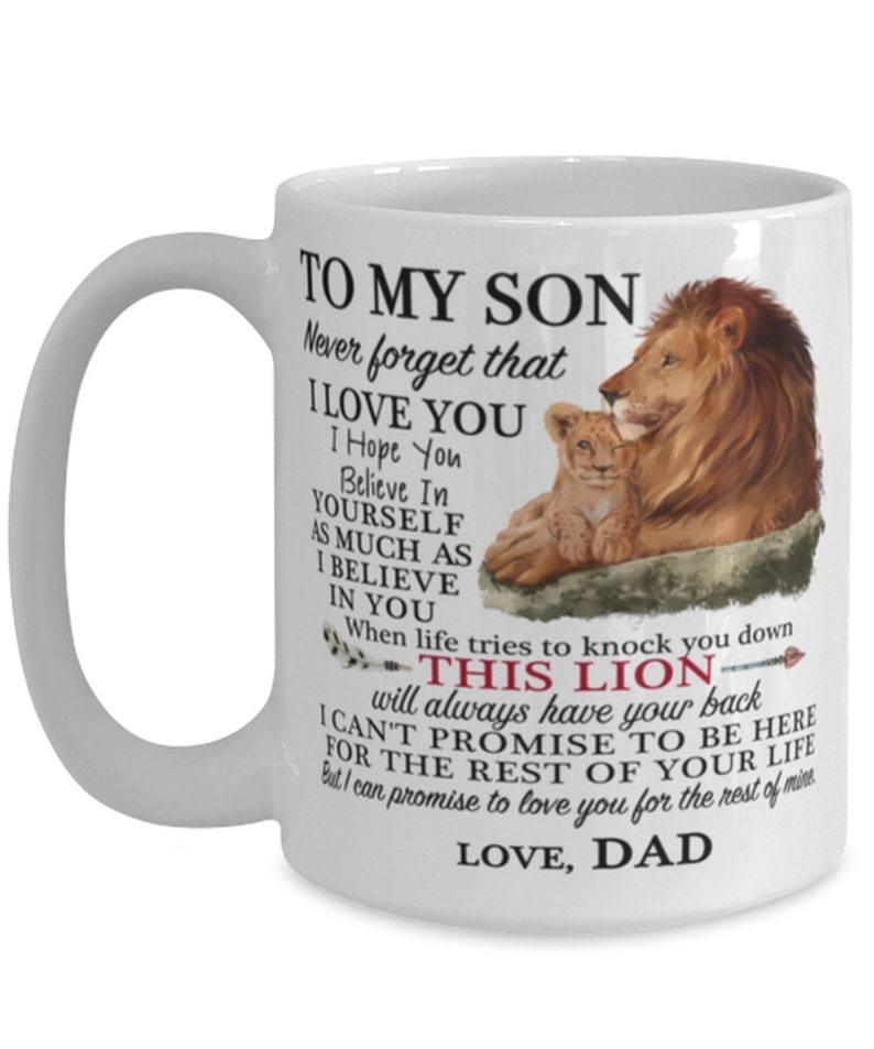 To My Son This Lion Will Always Have Your Back Mug Double Side Printed Ceramic Coffee Mug Tea Cups Latte Gift For Son From Dad, Birthday Gift