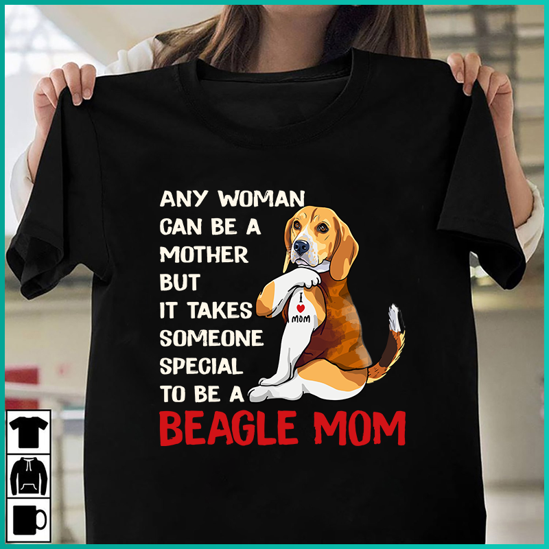 Funny Dog Mom Beagle I Love Mom Tattoo T-Shirt