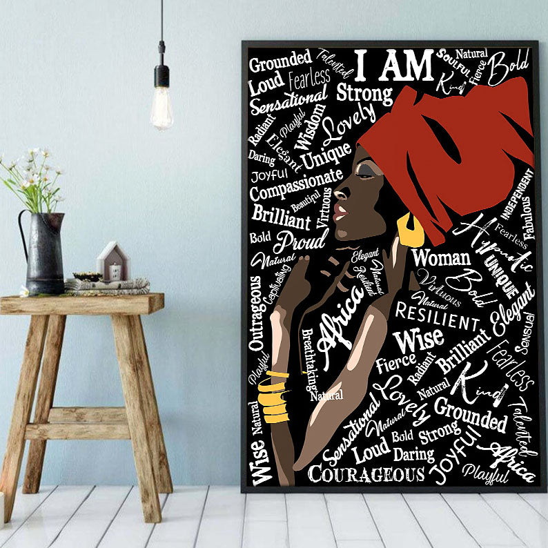 Modern African Canvas Art Unique Brown Skin Poster Art Print Praying Queen Black King Delightful Dorm Room Canvas