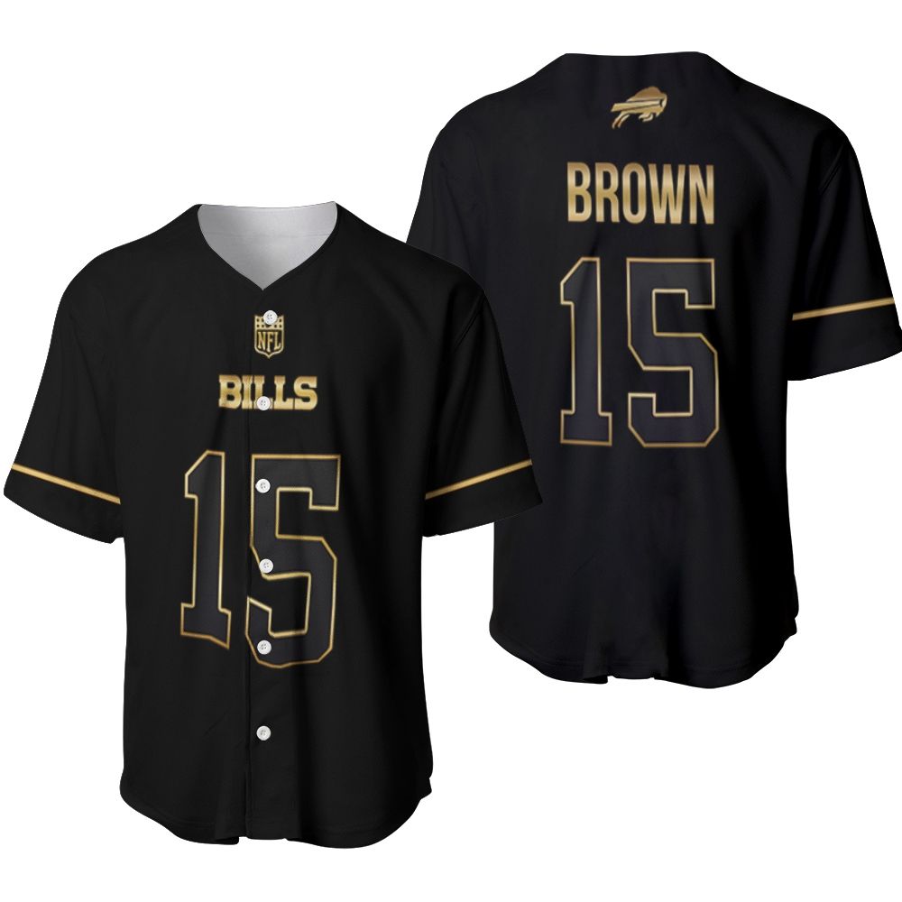 Buffalo Bills John Brown #15 Great Player NFL Black Golden Brandedition Vapor Limited Jersey Style Gift For Bills Fans Baseball Jersey