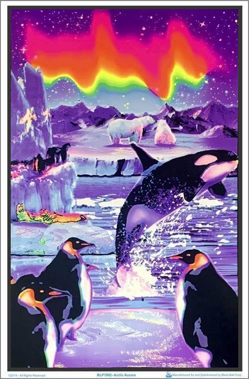 Penguin Arctic Aurora – Black Light Poster