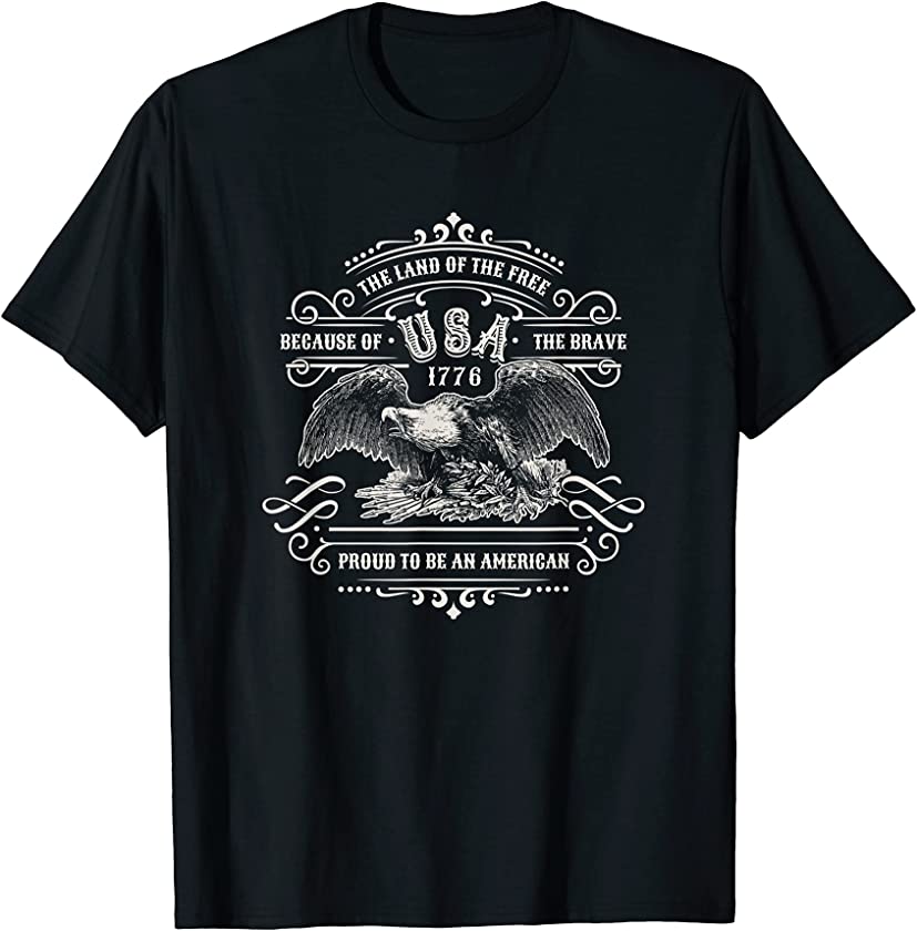 America 1776 Land Of The Free Vintage Eagle T-Shirt