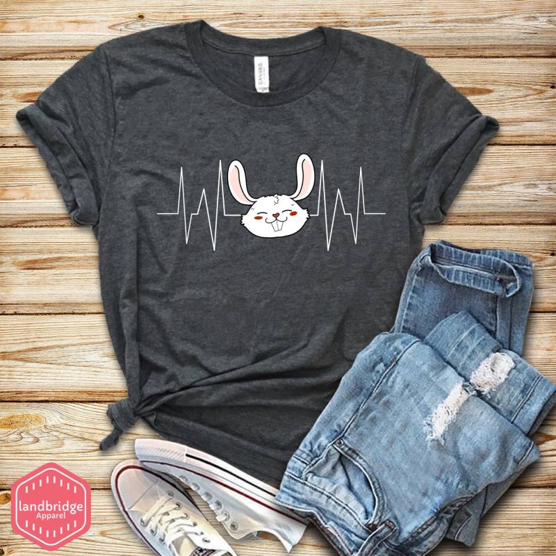 Crushtee Bunny Heartbeat Shirt, Rabbit Shirt, Pet Bunny Gift, Rabbit Gifts, Bunny Owner Shirt, Bunny Animal Print, Animal Lover, Tank Top, Hoodie Long Sleeve Hoodie