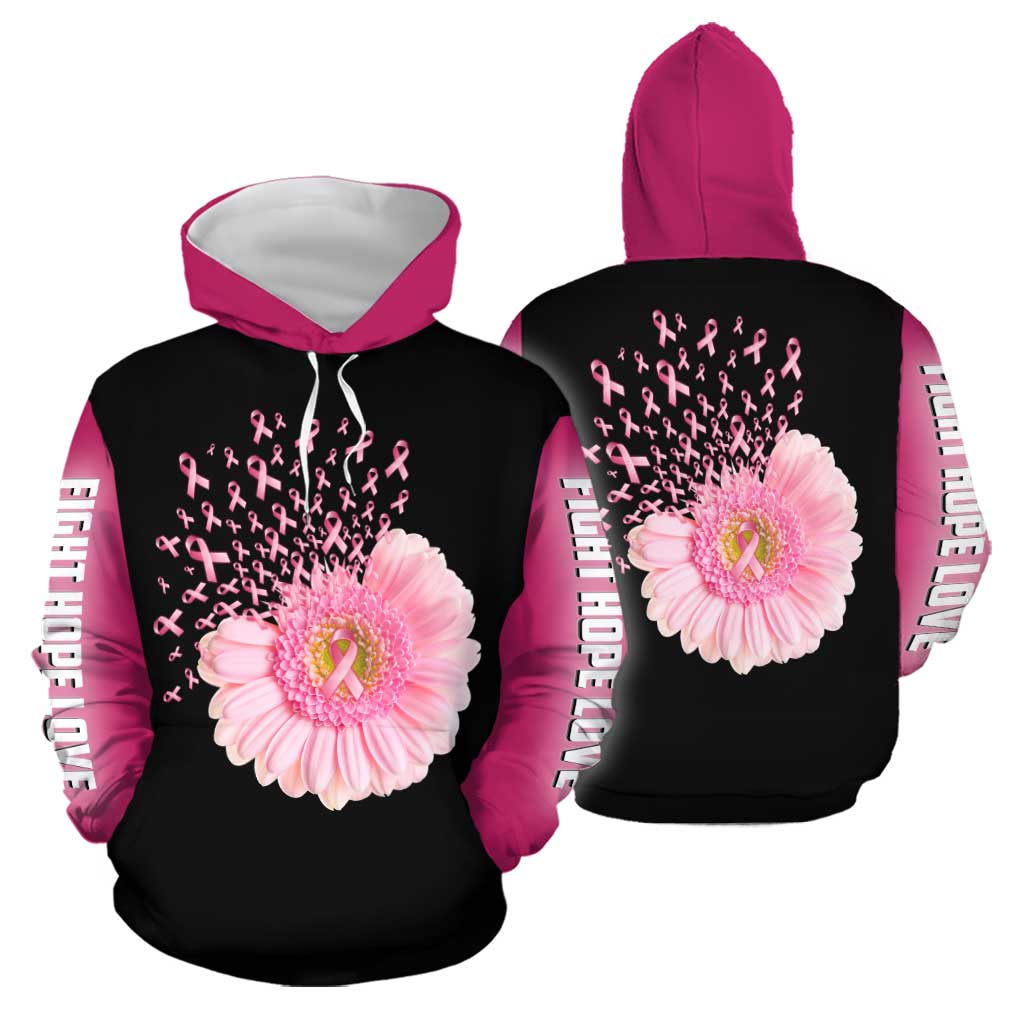 ViticFashion™  Pink Flowers Fly – Breast Cancer Awareness – 3D All Over Printed – 3XL Pullover Hoodie