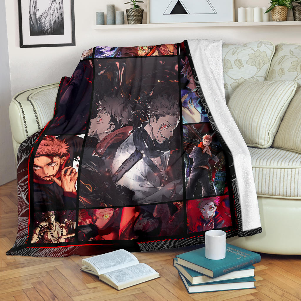 Yuji Itadori And Sukuna Jujutsu Kaisen Fleece Blanket Anime Home Decor Custom For Fans Na040404