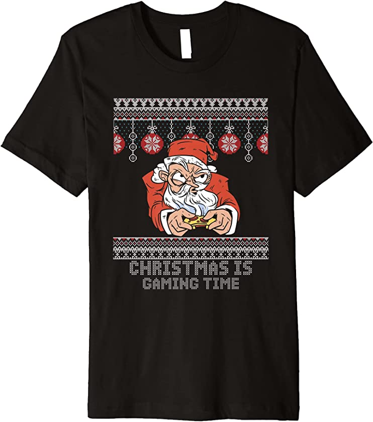 Ugly Christmas X-Mas Gamer Gaming Santa Claus New Year Geek Premium T-Shirt